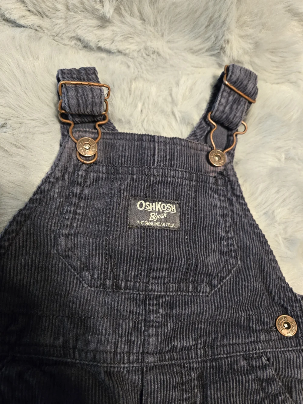 OshKosh B'gosh Navy Corduroy Embroidered Winter Bear Overalls 12M